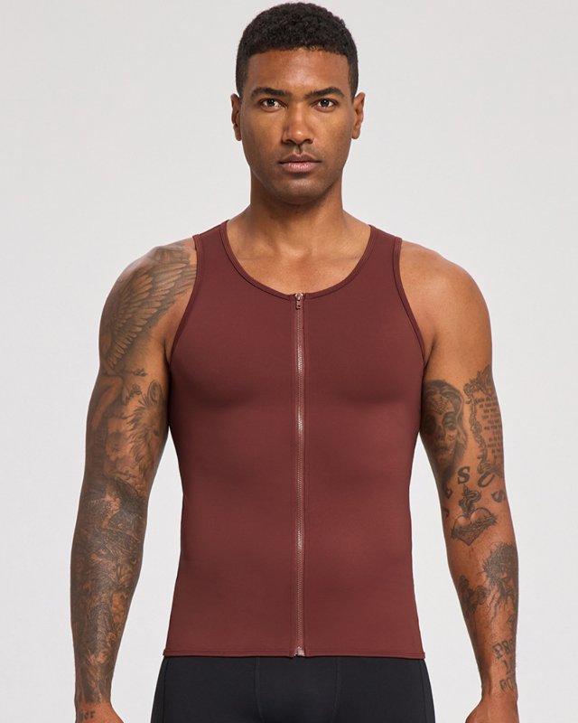 Men's Zipper Compression Fitness Tank Top Quick Dry