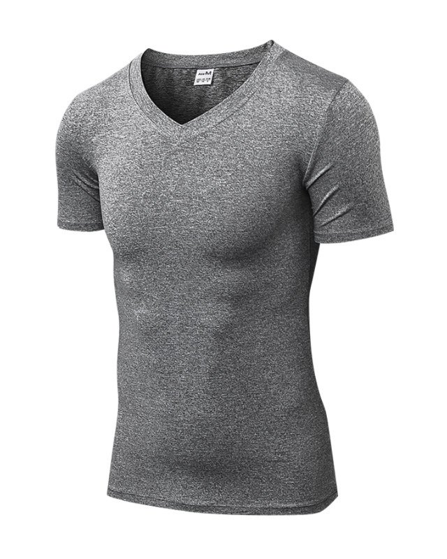 Men's V Neck Slim PRO T-Shirt Fitness Running Stretch