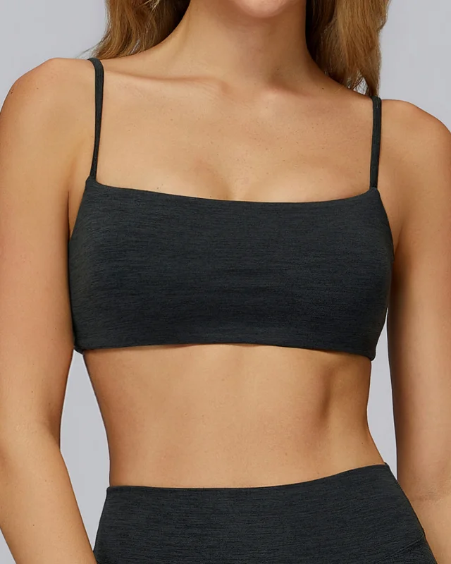 Brushed Double Strap Hollow Back Sports Bra