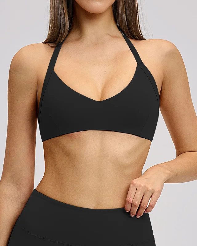 Brushed Halter Hollow Back Sports Bra