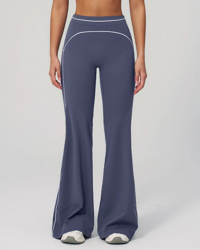 Autumn Winter Brushed Color Block Wide Leg High