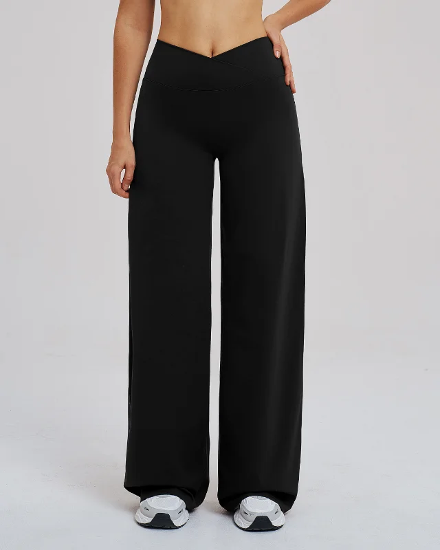 Brushed Casual Wide-Leg Crossover Waist Loose Fit