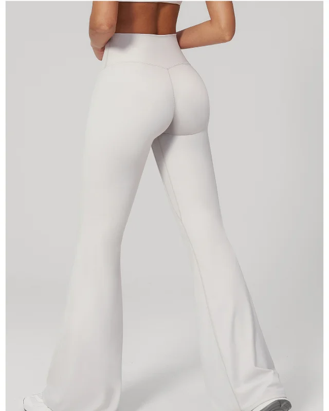 Creamy Brushed High Waist Slim Flare Trousers Casual