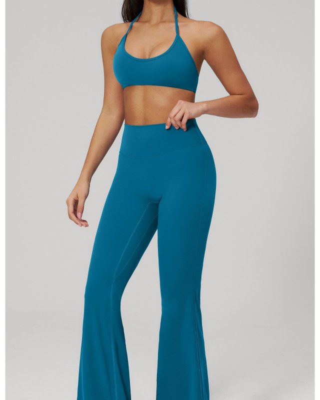 Seamless High Waist Peach Hip Flared Yoga Set