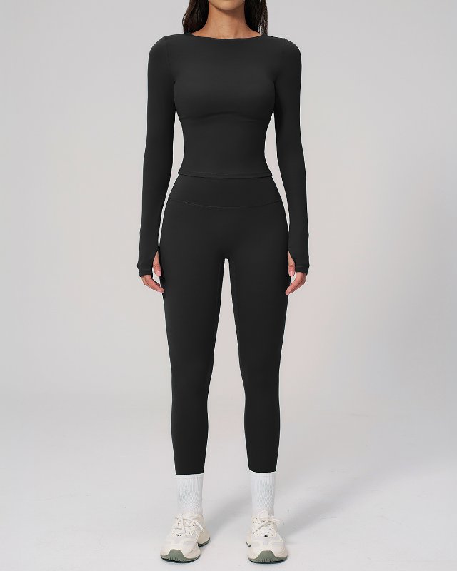 High Waist Hip Lifting Yoga Long Sleeve Pants Set