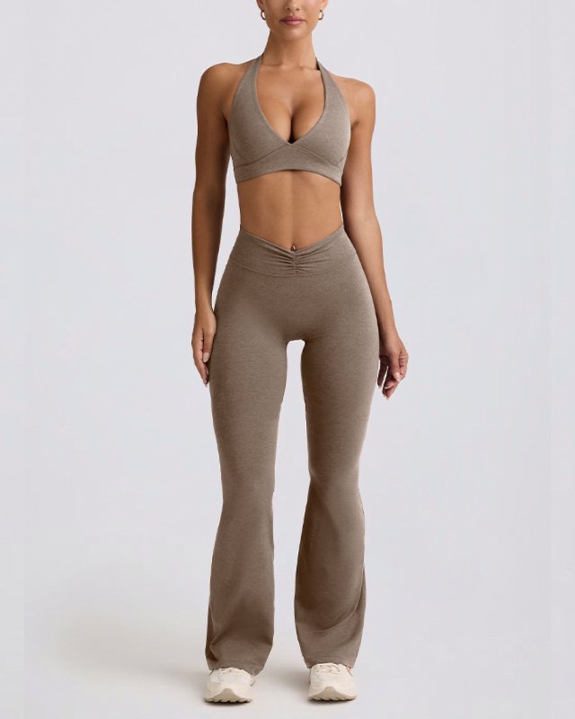 Halter Backless U-back Flare Pants Yoga Set