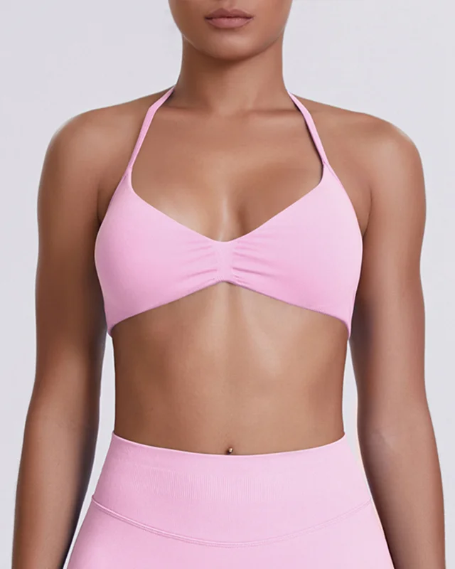 Seamless Solid Halter Backless High Elastic Bra