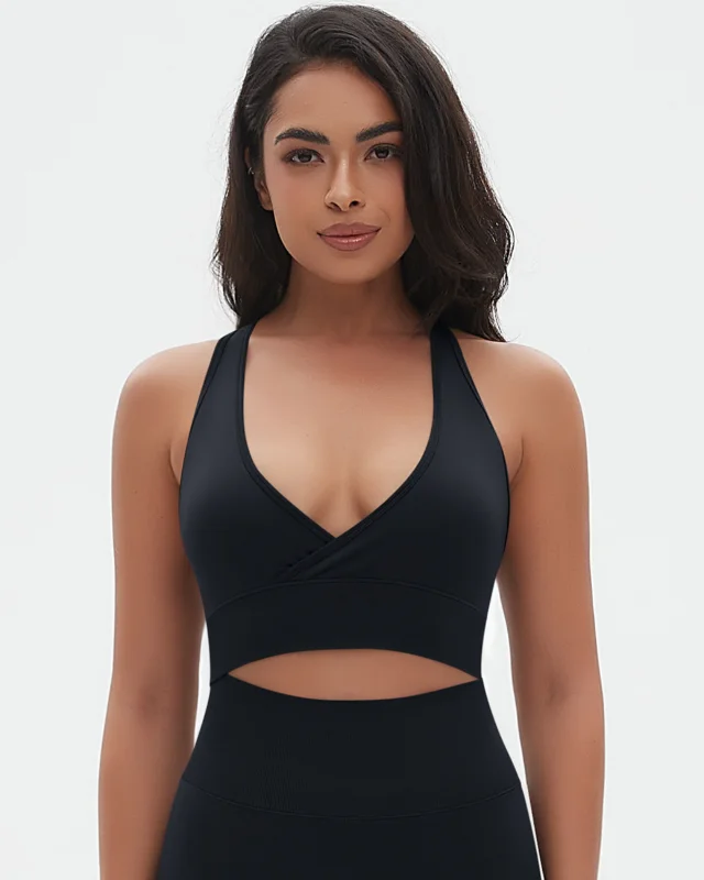 Seamless Solid Crisscross Sexy Backless Sports Bra